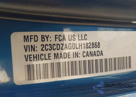 2020 Dodge Challenger Sxt z USA, uszkodzony, nr VIN 2C3CDZAG0LH182868